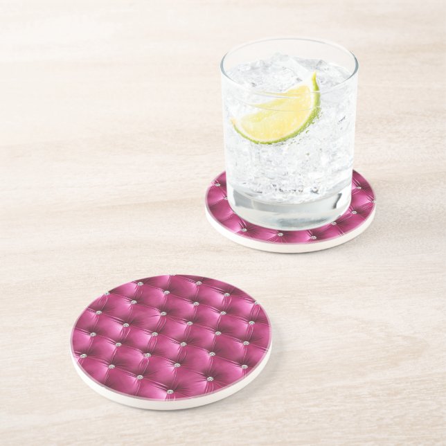 Luxury Glam Pink Faux Velvet Coaster (Side)