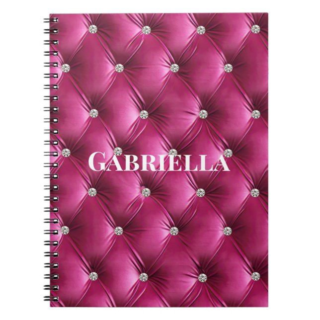 Luxury Glam Pink Faux Velvet Notebook (Front)