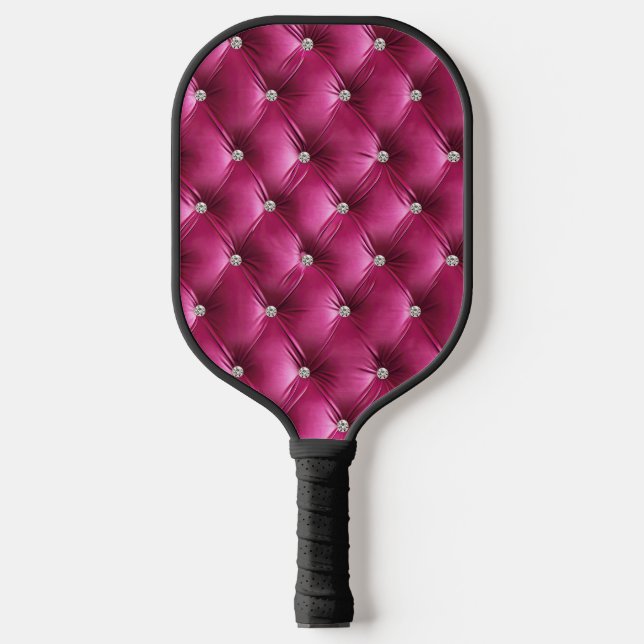 Luxury Glam Pink Faux Velvet  Pickleball Paddle (Front)