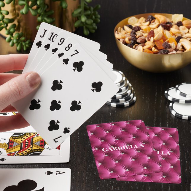 Luxury Glam Pink Faux Velvet Playing Cards (In Situ)