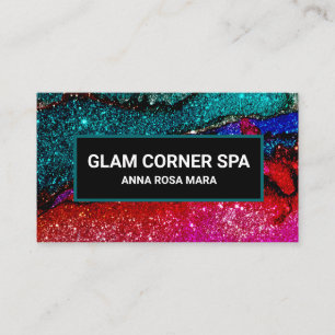 *~* Luxury Glam Rainbow QR Glitter Beauty Glitz Business Card