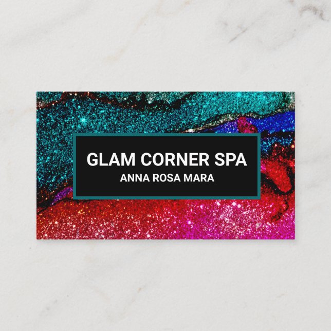 *~* Luxury Glam Rainbow QR Glitter Beauty Glitz Business Card (Front)