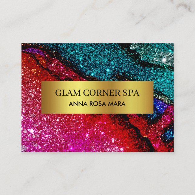 *~* Luxury Glam Rainbow QR Glitter Bling Beauty  Business Card (Front)
