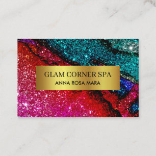 *~* Luxury Glam Rainbow QR Glitter Glitz Beauty Business Card