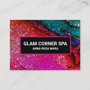 *~* Luxury Glam Rainbow QR Glitter Glitz Beauty Business Card