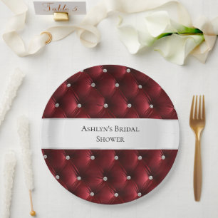 Luxury Glam Red Faux Velvet Paper Plate