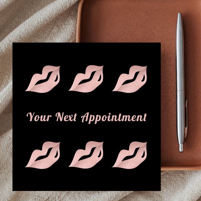 Luxury Glam Rose Gold & Black Makeup Artist  Appointment Card (Creator Uploaded)