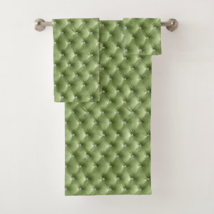 Luxury Glam Sage Green Faux Velvet Bath Towel Set