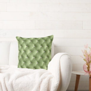 Luxury Glam Sage Green Faux Velvet Cushion