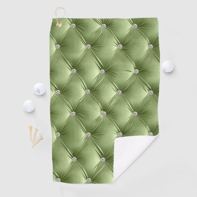 Luxury Glam Sage Green Faux Velvet  Golf Towel (InSitu)