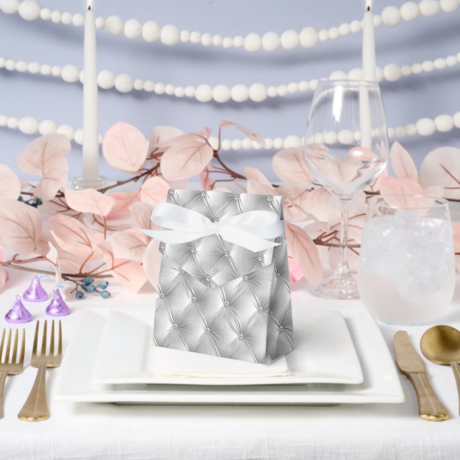 Luxury Glam Soft Grey Faux Velvet Favour Box (Wedding)