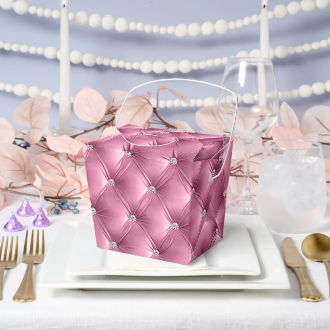 Luxury Glam Soft Pink Faux Velvet Favour Box (Wedding)