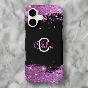 Luxury Glam Stylish Black And Magenta Glitter