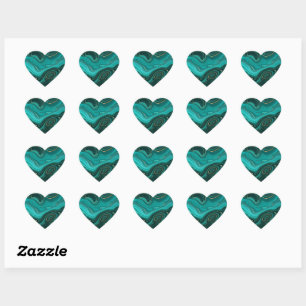 Luxury Glam Turquoise Abstract Pattern Heart Sticker
