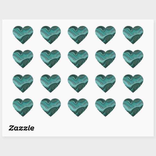 Luxury Glam Turquoise Abstract Pattern Heart Sticker (Sheet)