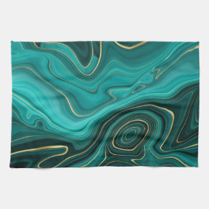Luxury Glam Turquoise Abstract Pattern Tea Towel