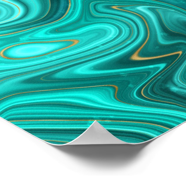 Luxury Glam Turquoise Bright Abstract Pattern Poster (Corner)