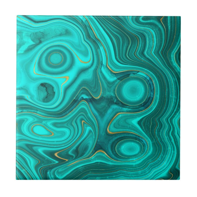 Luxury Glam Turquoise Bright Abstract Pattern Tile (Front)