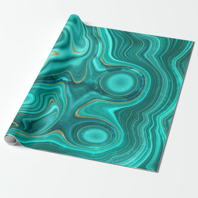 Luxury Glam Turquoise Bright Abstract Pattern Wrapping Paper (Unrolled)