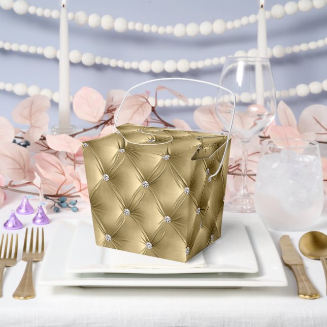 Luxury Glam Warm Gold Faux Velvet Favour Box (Wedding)