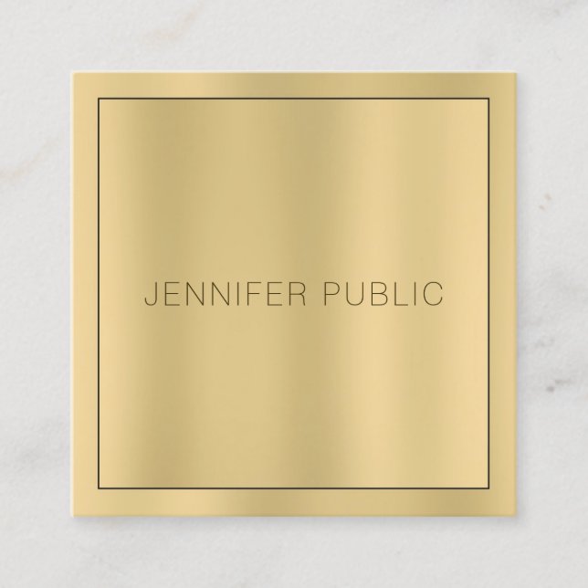 Luxury Glamour Gold Look Modern Elegant Template Square Business Card (Front)