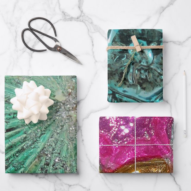 Luxury Glass Christmas Ornaments Jewels Rich Wrapping Paper Sheet (Front)