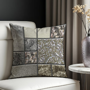 Luxury Glass, Shell & Metal Geometric Cushion