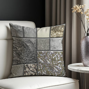 Luxury Glass, Shell & Metal Geometric Cushion