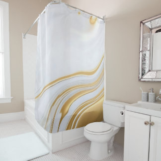 Luxury Glided Golden Marble Shower Curtain