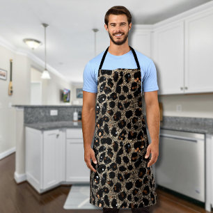 Luxury Glitter Brown Black Gold Leopard Pattern Apron