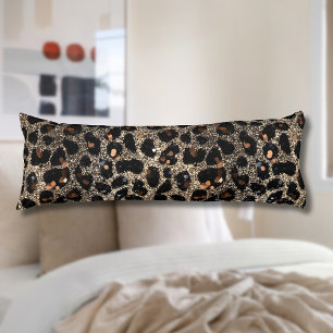 Luxury Glitter Brown Black Gold Leopard Pattern Body Cushion