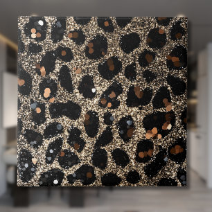 Luxury Glitter Brown Black Gold Leopard Pattern Tile