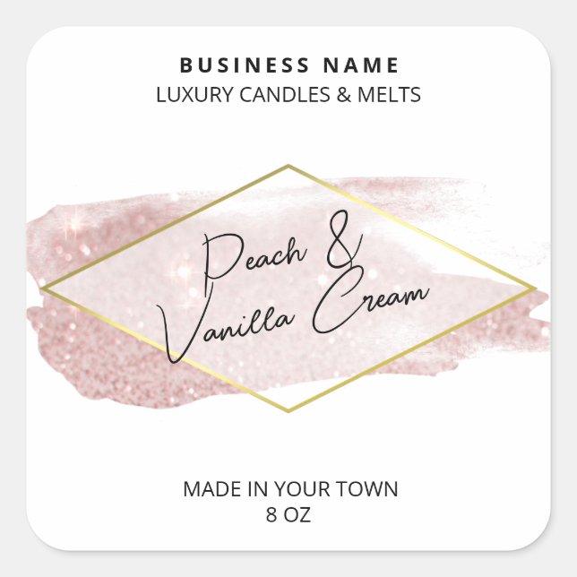 Luxury Glitter Candle Product Labels (Front)
