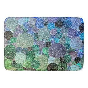 Luxury Glitter Dots and Circles - Fresh Aqua Bath Mat