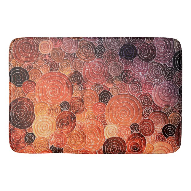 Luxury Glitter Dots and Circles - Warm Orange Bath Mat (Front)