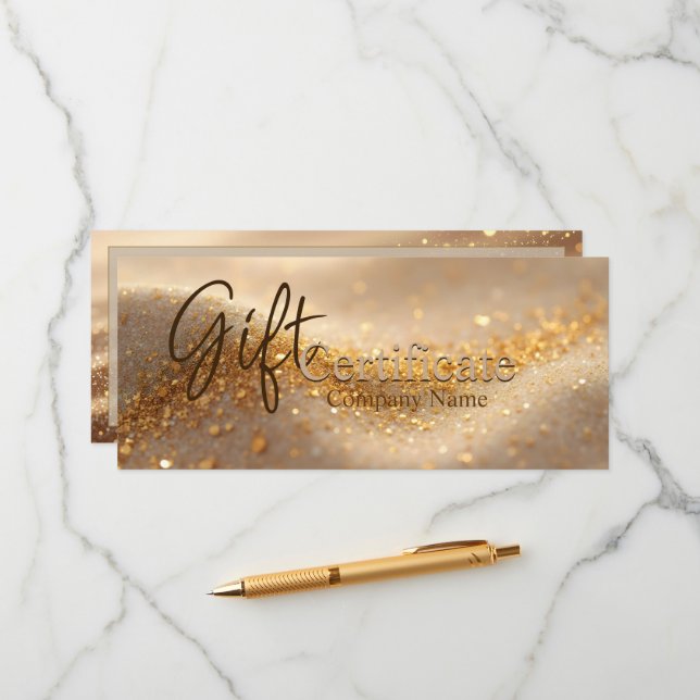 Luxury Glitter Gold Abstract Gift Certificate (Front/Back In Situ)