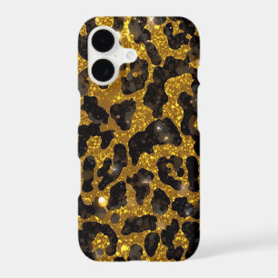 Luxury Glitter Gold Brown Black Leopard Pattern