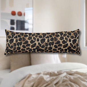 Luxury Glitter Gold Brown Black Leopard Pattern Body Cushion