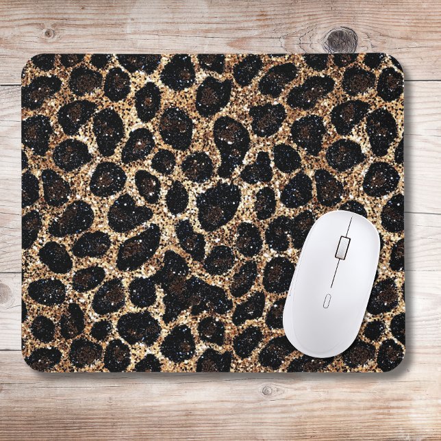 Luxury Glitter Gold Brown Black Leopard Pattern Mouse Mat (Creator Uploaded)