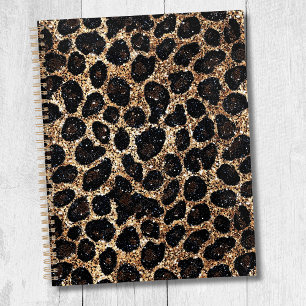 Luxury Glitter Gold Brown Black Leopard Pattern Planner