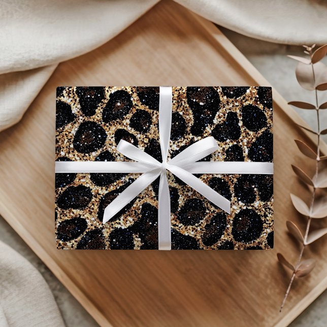 Luxury Glitter Gold Brown Black Leopard Pattern Wrapping Paper (Creator Uploaded)