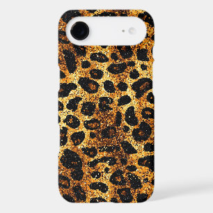 Luxury Glitter Gold Brown Rust Leopard Pattern