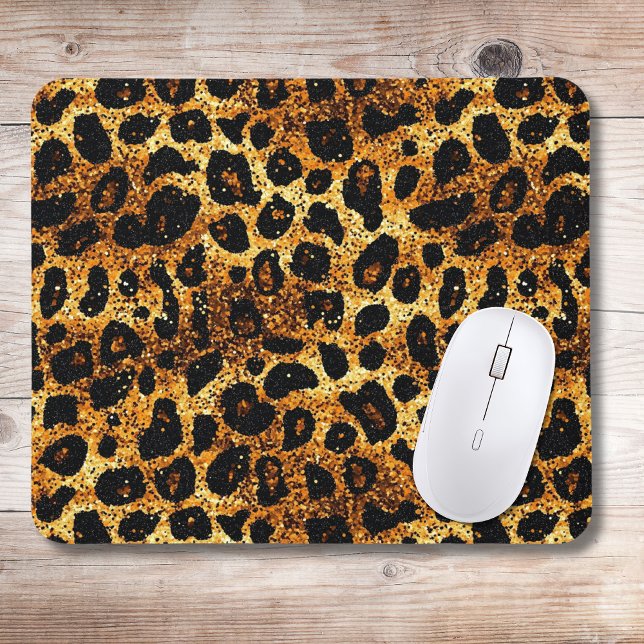 Luxury Glitter Gold Brown Rust Leopard Pattern Mouse Mat (Creator Uploaded)