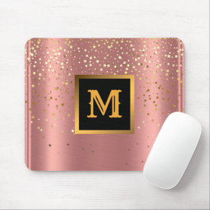 Luxury Glitter Gold Pink Stars Monogrammed Mouse Mat