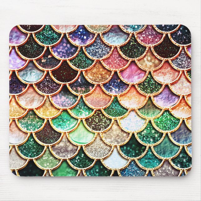 Luxury Glitter Mermaid Scales - Multicolor Mouse Mat (Front)