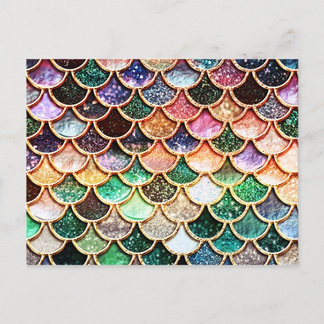 Luxury Glitter Mermaid Scales - Multicolor Postcard (Front)