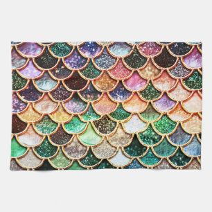 Luxury Glitter Mermaid Scales - Multicolor Tea Towel
