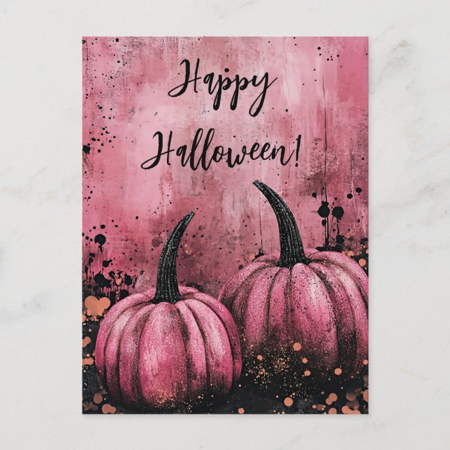 Luxury Glitter Pumpkins Halloween Greeting Card (Front)