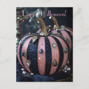 Luxury Glitter Pumpkins Halloween Greeting Card