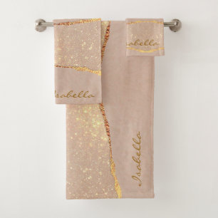 Luxury Glitter Rose Gold Customise Bath Towel Set